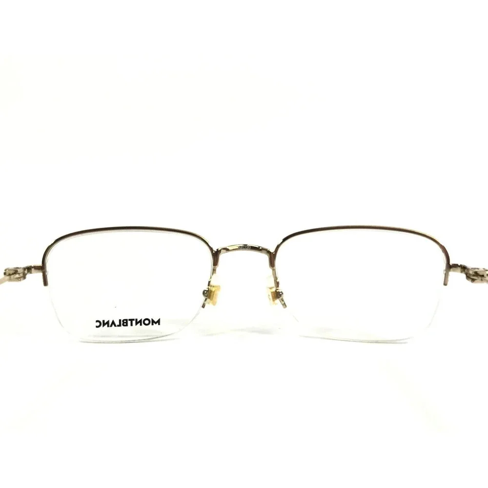 Montblanc Eyeglasses Frames MB0131O 002 Black Gold Square Half Rim 52-20-145